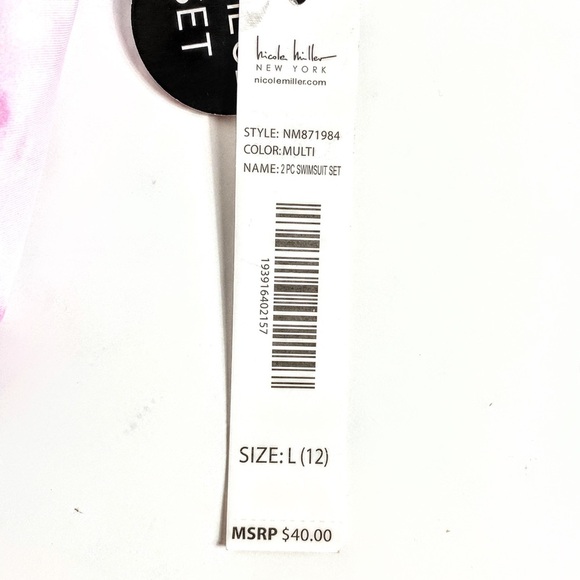 NWT Nicole Miller Girl’s 2 Piece Tie Dyed Swimsuit with Sequined Sunflower - Picture 8 of 14